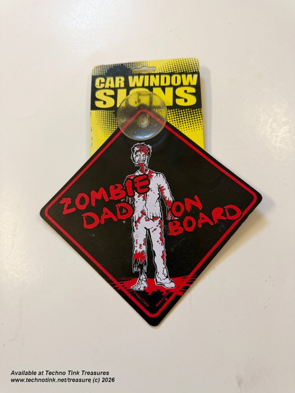 Plastic Car Window Sign - Zombie Dad on Board